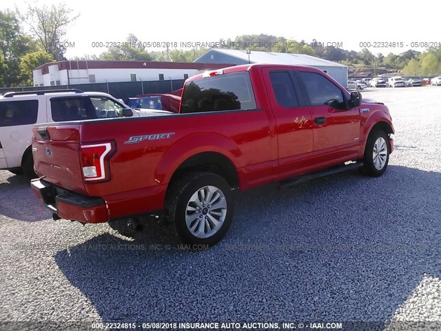 1FTEX1CP3GFD38225 - 2016 FORD F150 SUPER CAB RED photo 4