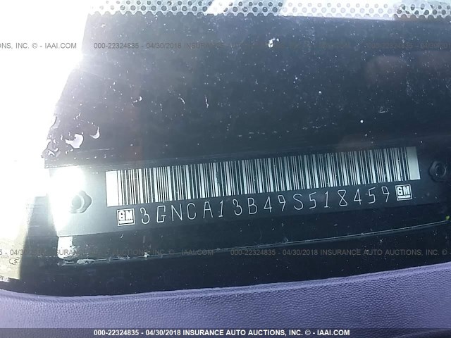 3GNCA13B49S518459 - 2009 CHEVROLET HHR LS BLACK photo 9