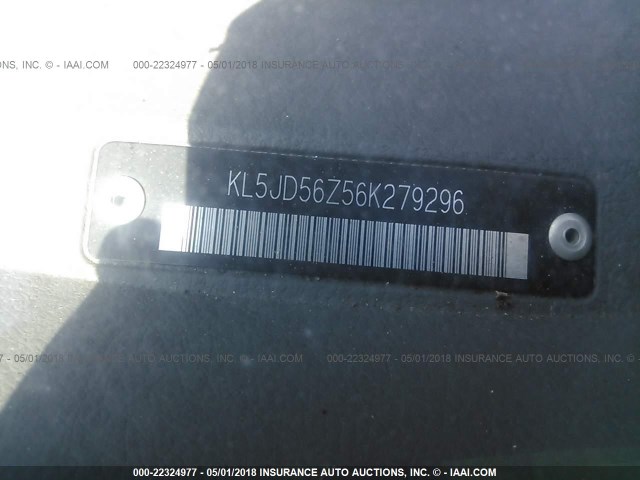 KL5JD56Z56K279296 - 2006 SUZUKI FORENZA BLACK photo 9