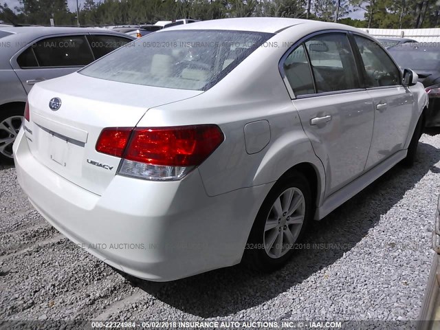 4S3BMCB61B3243429 - 2011 SUBARU LEGACY 2.5I PREMIUM WHITE photo 4