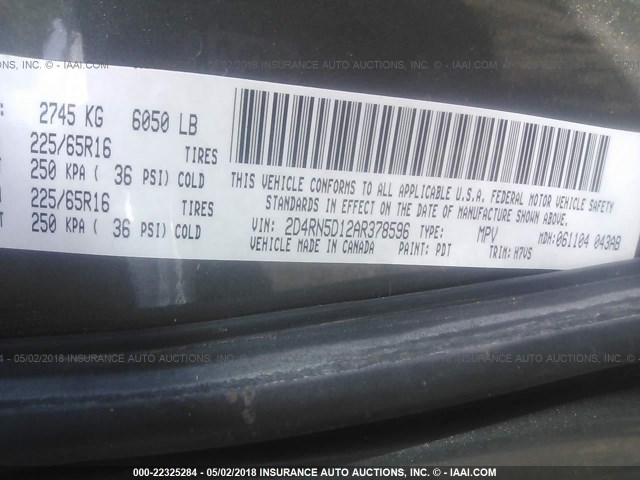 2D4RN5D12AR378596 - 2010 DODGE GRAND CARAVAN SXT GRAY photo 9