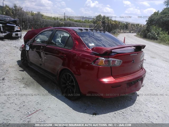 JA32U8FW2AU012523 - 2010 MITSUBISHI LANCER GTS RED photo 3