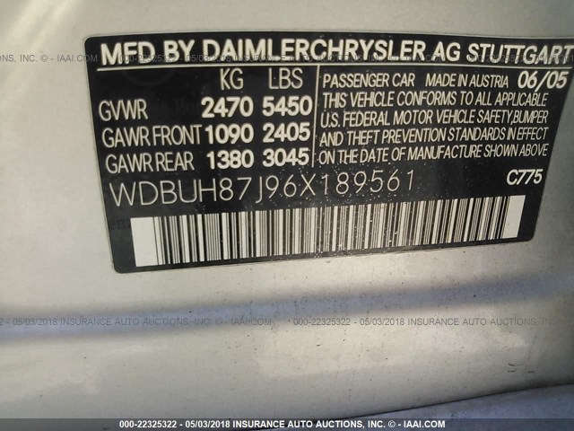 WDBUH87J96X189561 - 2006 MERCEDES-BENZ E 350 4MATIC WAGON SILVER photo 9