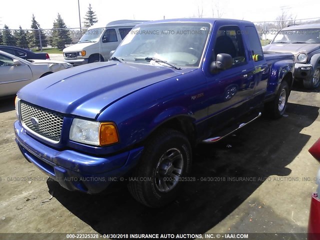 1FTYR44V73PA92712 - 2003 FORD RANGER SUPER CAB BLUE photo 2