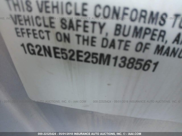 1G2NE52E25M138561 - 2005 PONTIAC GRAND AM SE SILVER photo 9