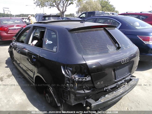 WAUHF78P27A064330 - 2007 AUDI A3 2 BLACK photo 3