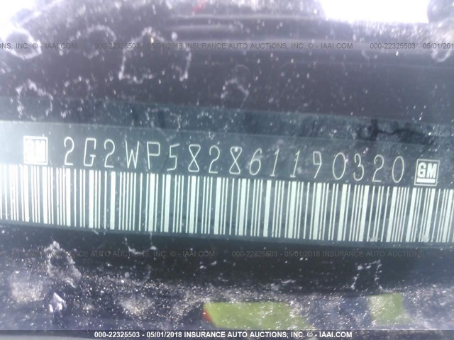 2G2WP582861190320 - 2006 PONTIAC GRAND PRIX BLACK photo 9