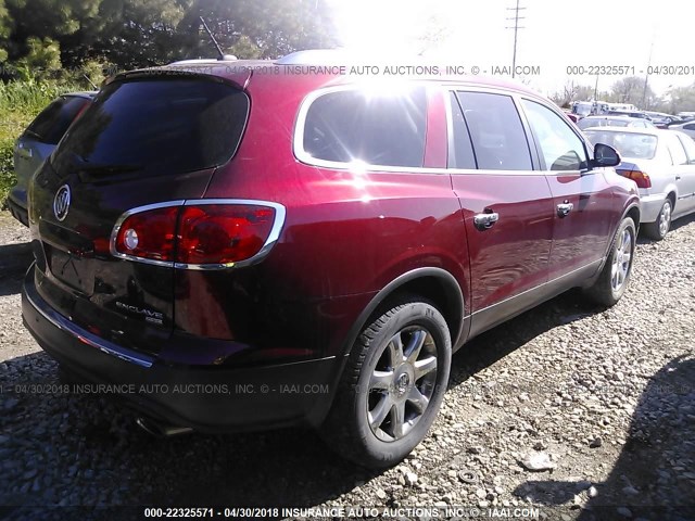 5GALVBED9AJ122844 - 2010 BUICK ENCLAVE CXL RED photo 4