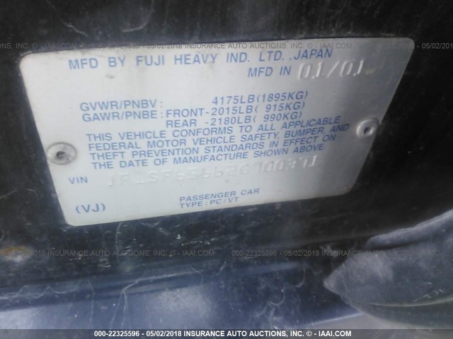 JF1SF65662G700371 - 2002 SUBARU FORESTER S 黑色 照片 9