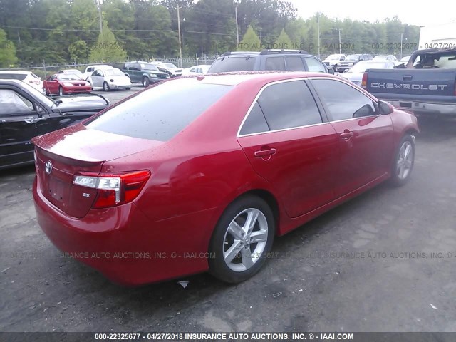 4T1BF1FK9CU548089 - 2012 TOYOTA CAMRY SE/LE/XLE RED photo 4