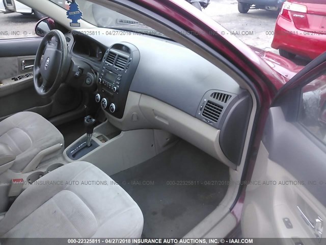 KNAFE121975380005 - 2007 KIA SPECTRA EX/LX MAROON photo 5