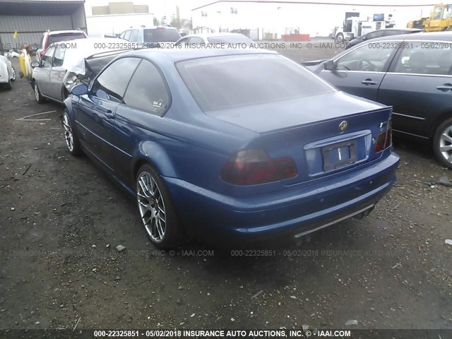 WBSBL93423JR19623 - 2003 BMW M3 BLUE photo 3