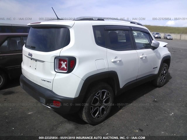 ZACCJBDT5FPC30825 - 2015 JEEP RENEGADE LIMITED WHITE photo 4