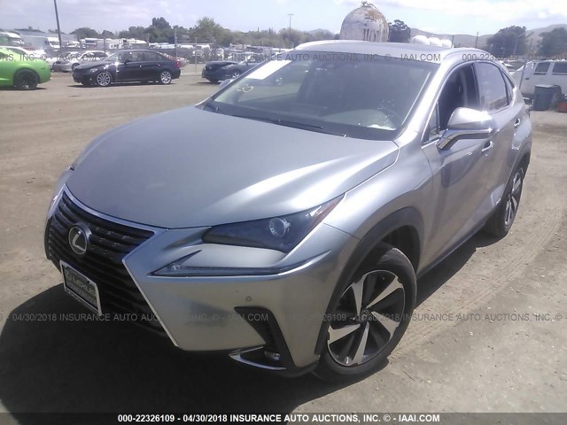 JTJBJRBZ1J2081468 - 2018 LEXUS NX 300H SILVER photo 2