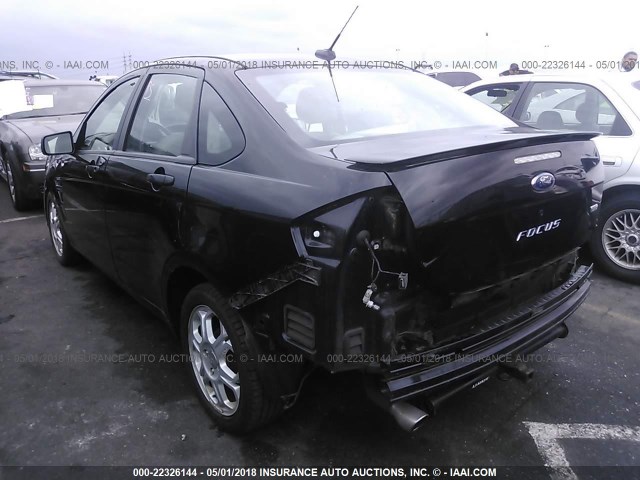 1FAHP35N28W235065 - 2008 FORD FOCUS SE/SEL/SES BLACK photo 3