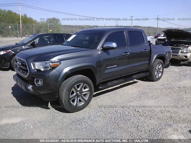 5TFGZ5AN9HX096452 - 2017 TOYOTA TACOMA DOUBLE CAB/LTD GRAY photo 2