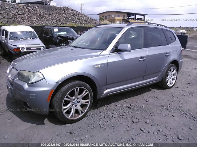 WBXPC93468WJ16226 - 2008 BMW X3 3.0SI SILVER photo 2