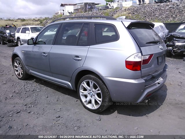 WBXPC93468WJ16226 - 2008 BMW X3 3.0SI SILVER photo 3