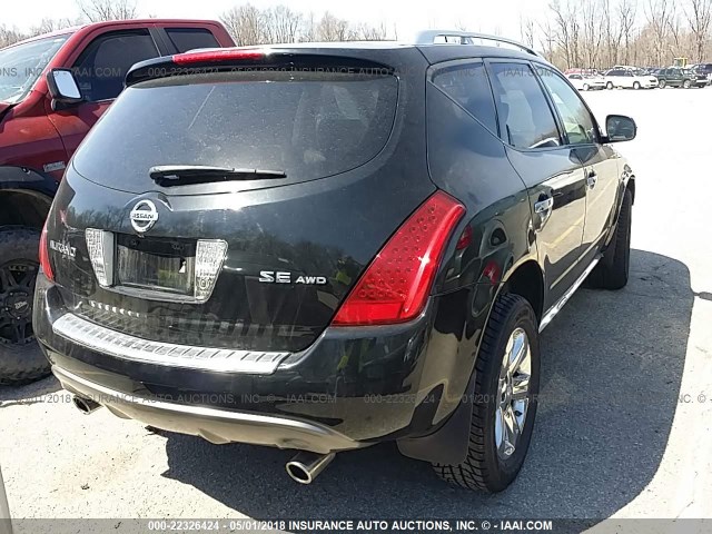 JN8AZ08W87W623204 - 2007 NISSAN MURANO SL/SE/S BLACK photo 4