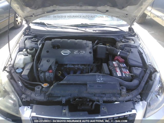 1N4AL11D55C284420 - 2005 NISSAN ALTIMA S/SL SILVER photo 10