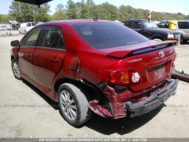 1NXBU4EE0AZ177288 - 2010 TOYOTA COROLLA S/LE/XLE RED photo 3