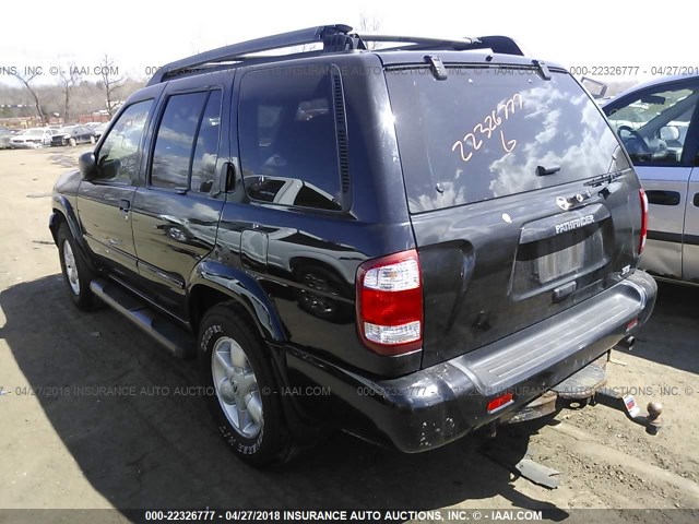 JN8DR09Y62W714204 - 2002 NISSAN PATHFINDER LE/SE BLACK photo 3