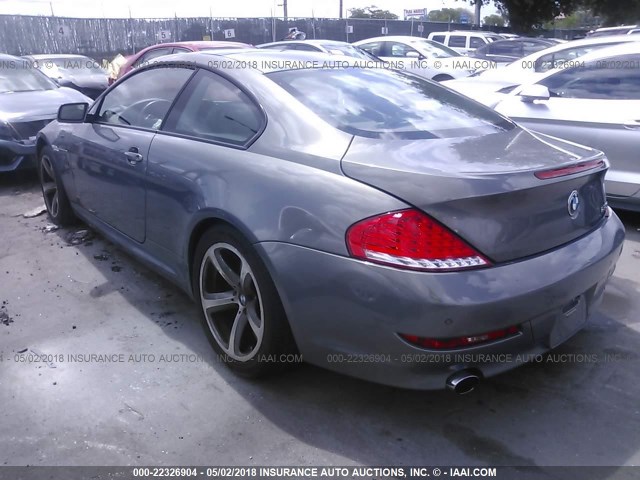 WBAEA53548CV91237 - 2008 BMW 650 I GRAY photo 3