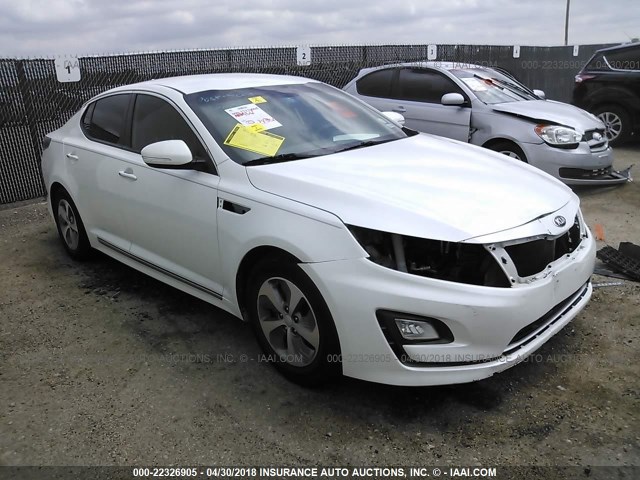 KNAGM4ADXE5066459 - 2014 KIA OPTIMA HYBRID WHITE photo 1