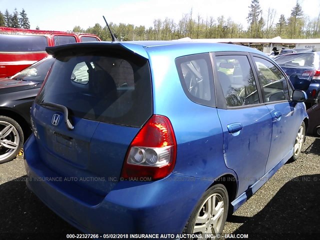 JHMGD38647S036302 - 2007 HONDA FIT S BLUE photo 4