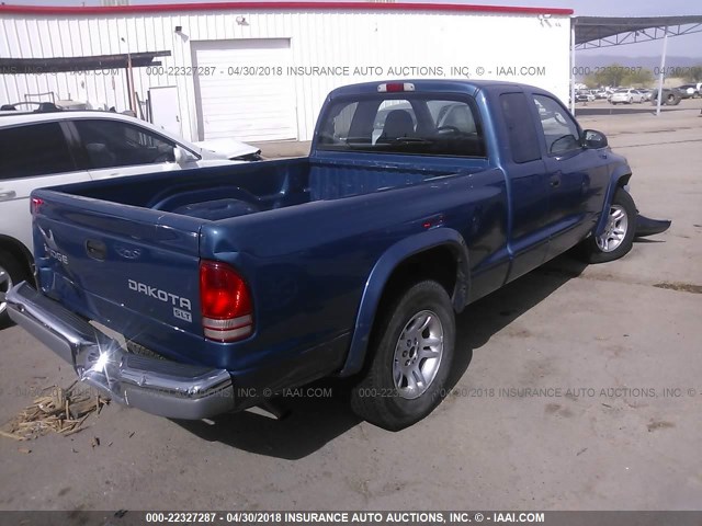 1D7HL42N03S299174 - 2003 DODGE DAKOTA SLT BLUE photo 4