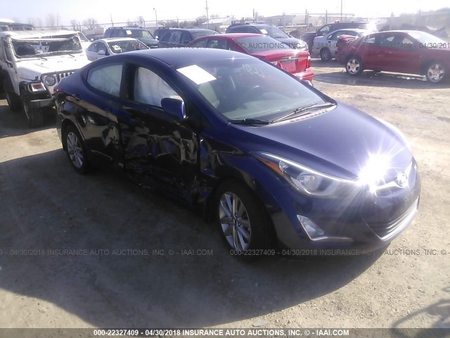 5NPDH4AE6EH530723 - 2014 HYUNDAI ELANTRA SE/SPORT/LIMITED BLUE photo 1