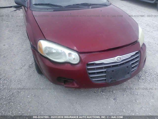 1C3EL46X24N232380 - 2004 CHRYSLER SEBRING LX RED photo 6