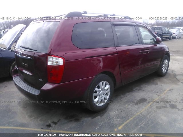 KNDMB233466017189 - 2006 KIA SEDONA EX/LX MAROON photo 4