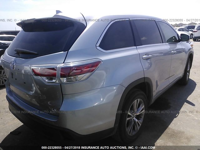 5TDZKRFH5GS149577 - 2016 TOYOTA HIGHLANDER LE/LE PLUS SILVER photo 4