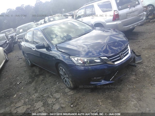 1HGCR2F58FA098975 - 2015 HONDA ACCORD SPORT BLUE photo 1