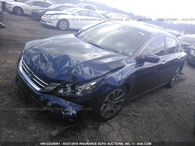 1HGCR2F58FA098975 - 2015 HONDA ACCORD SPORT BLUE photo 2