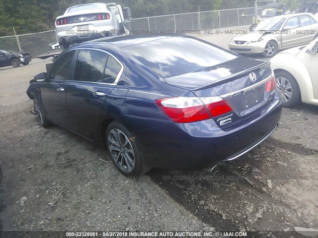 1HGCR2F58FA098975 - 2015 HONDA ACCORD SPORT BLUE photo 3