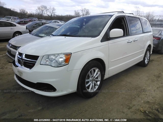 2C4RDGCG6DR748504 - 2013 DODGE GRAND CARAVAN SXT WHITE photo 2