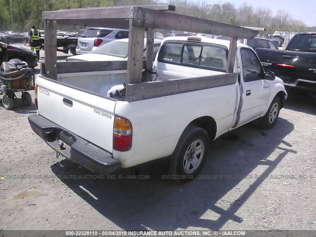 5TENL42N72Z119678 - 2002 TOYOTA TACOMA WHITE photo 4