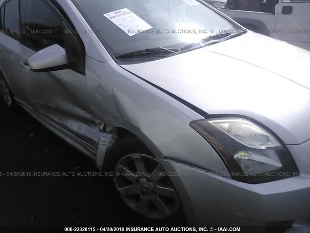 3N1AB6AP2CL710458 - 2012 NISSAN SENTRA 2.0/2.0S/SR/2.0SL SILVER photo 6