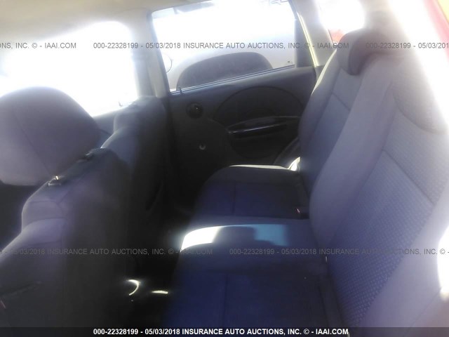 KL1TD66657B749494 - 2007 CHEVROLET AVEO LS RED photo 8
