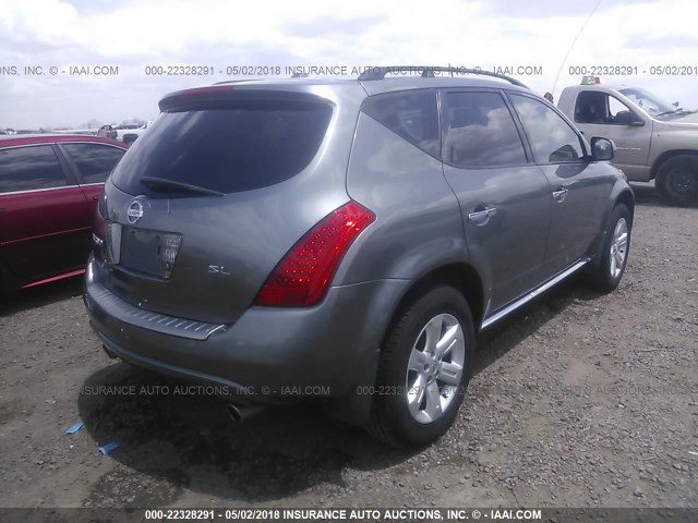 JN8AZ08T86W401136 - 2006 NISSAN MURANO SL/SE/S GRAY photo 4