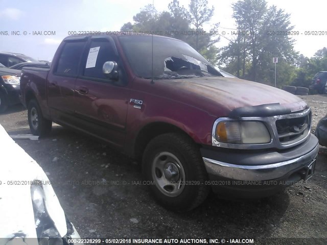 1FTRW07L91KB76637 - 2001 FORD F150 SUPERCREW MAROON photo 1