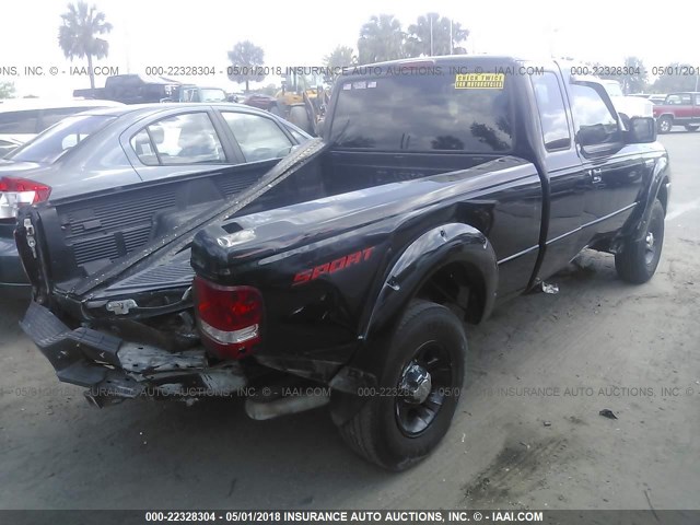 1FTYR14U58PA99560 - 2008 FORD RANGER SUPER CAB BLACK photo 4