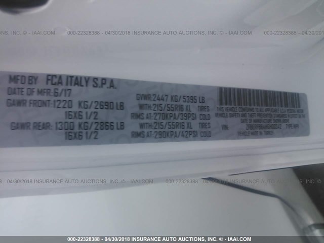 ZFBERFBB4H6H00342 - 2017 RAM PROMASTER CITY SLT 白色 照片 9