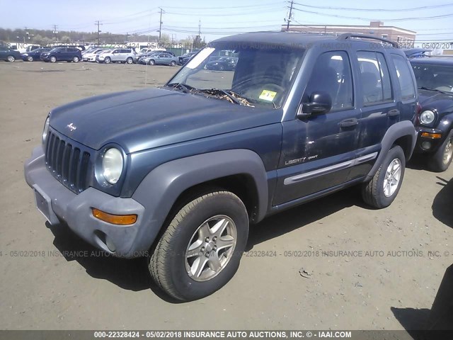 1J4GL48K32W297522 - 2002 JEEP LIBERTY SPORT BLUE photo 2