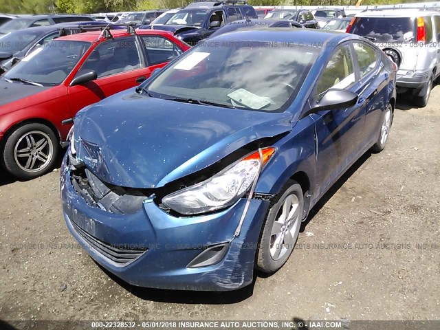 KMHDH4AEXDU971867 - 2013 HYUNDAI ELANTRA GLS/LIMITED BLUE photo 2