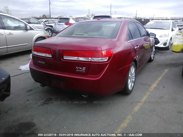 3LNDL2L35BR768727 - 2011 LINCOLN MKZ HYBRID RED photo 4