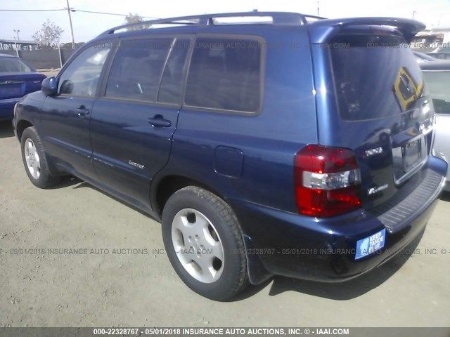 JTEEP21AX60167040 - 2006 TOYOTA HIGHLANDER LIMITED BLUE photo 3