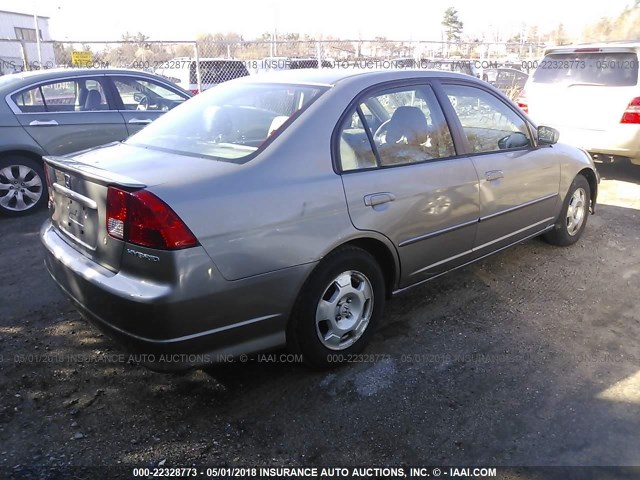 JHMES95615S024741 - 2005 HONDA CIVIC HYBRID GRAY photo 4